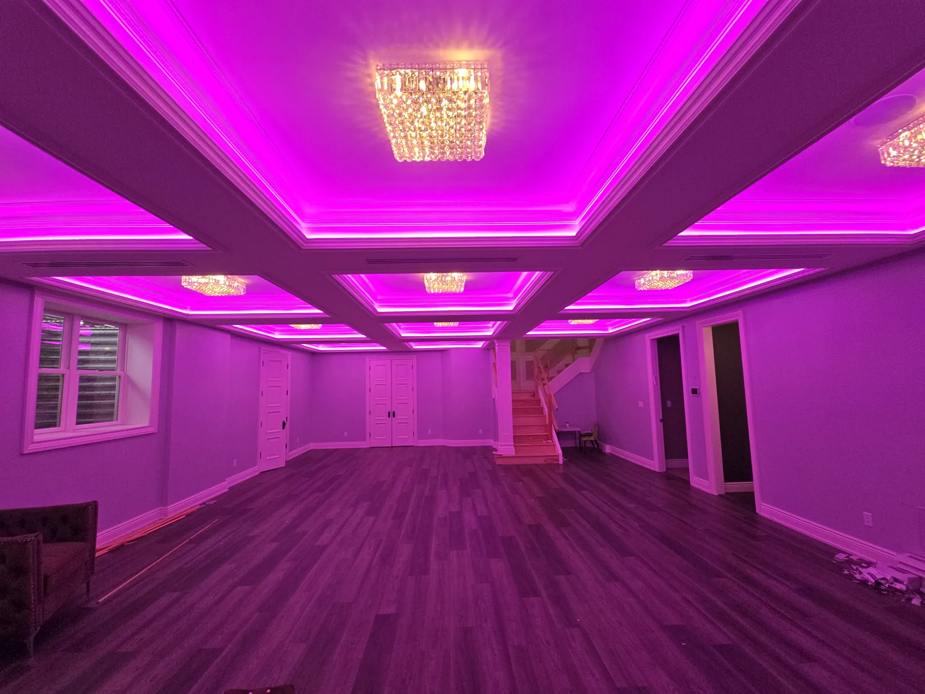 Custom RGBW coffered ceiling lighting
